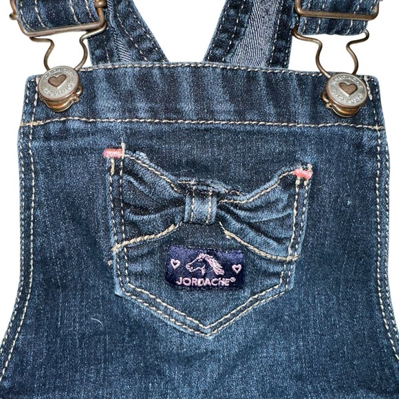 Jordache Jeans Distressed Cuffed Blue Denim Overall Shorts Girls 2T - Picture 6 of 6
